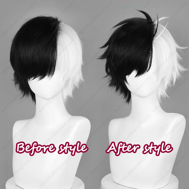 Sakura Haruka Cosplay Wig 30cm White Black Mixed Heat-Resistant Hair