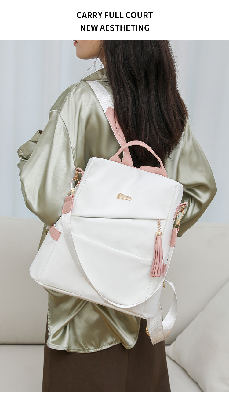 Mochila de viaje Oxford antirrobo con cierre trasero — estilo casual y doble correa