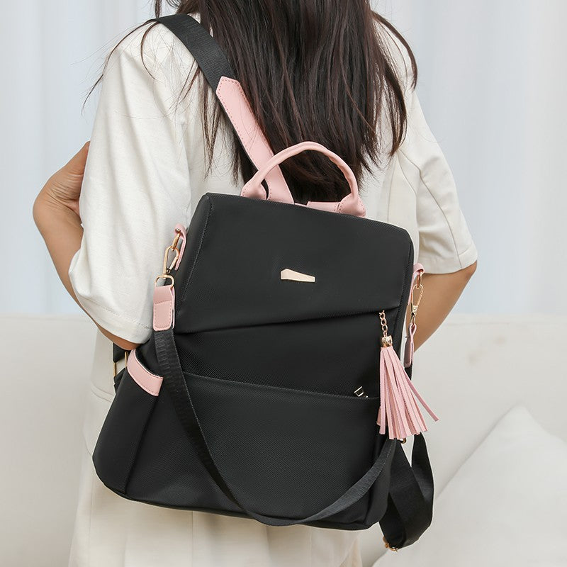 Mochila de viaje Oxford antirrobo con cierre trasero – estilo casual y doble correa