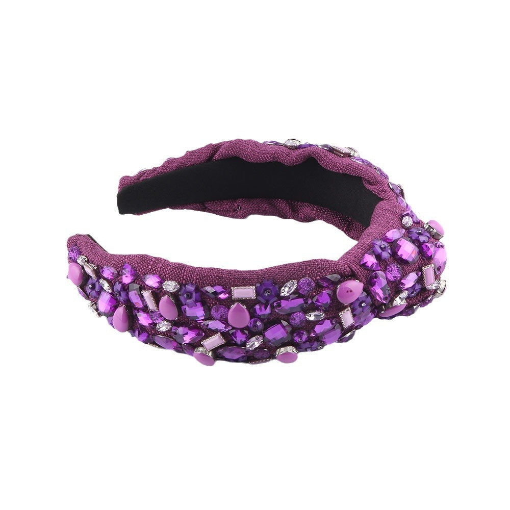 Baroque Fabric Knotted Diamond High Skull Top Headband