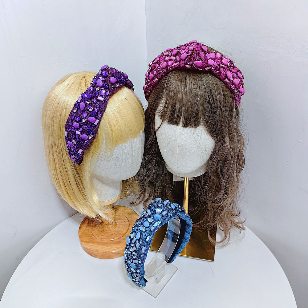 Baroque Fabric Knotted Diamond High Skull Top Headband