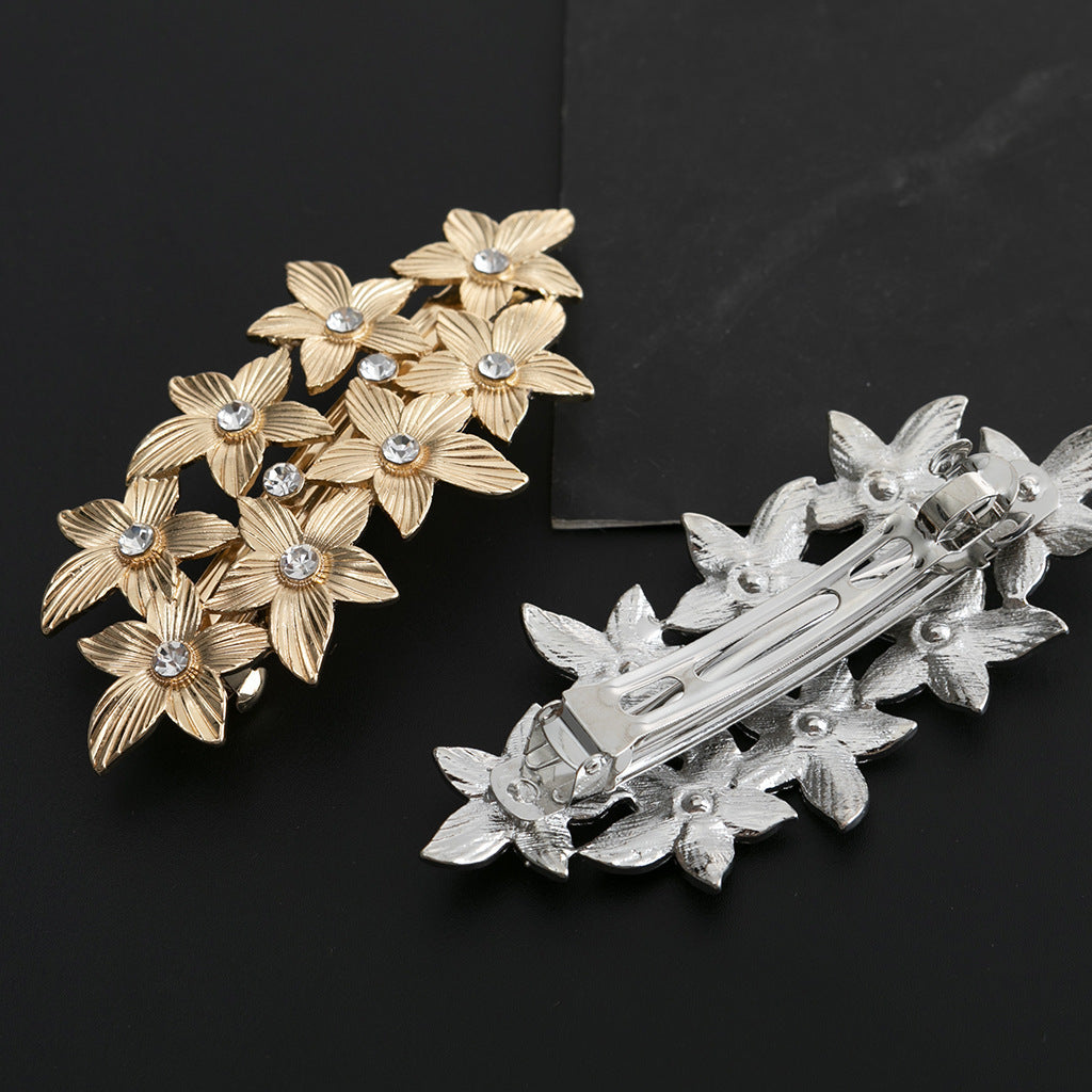 Classical Luxury Metal Texture Leaves Barrettes