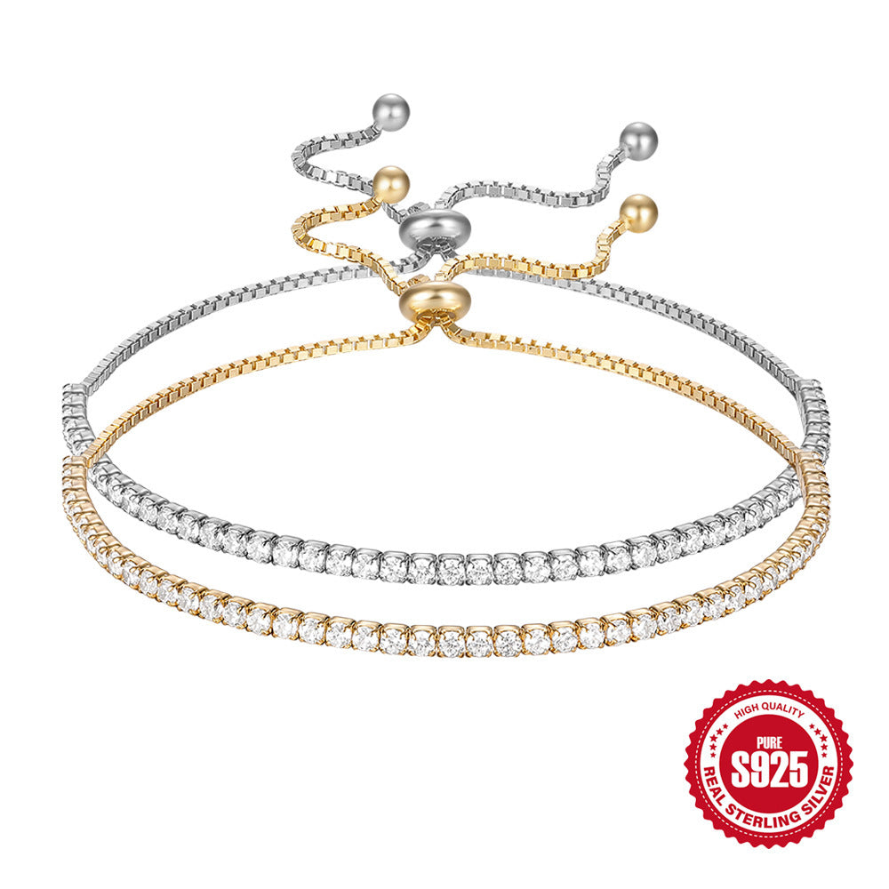 S925 Sterling Silver Fashionable Tennis Zircon Bracelet