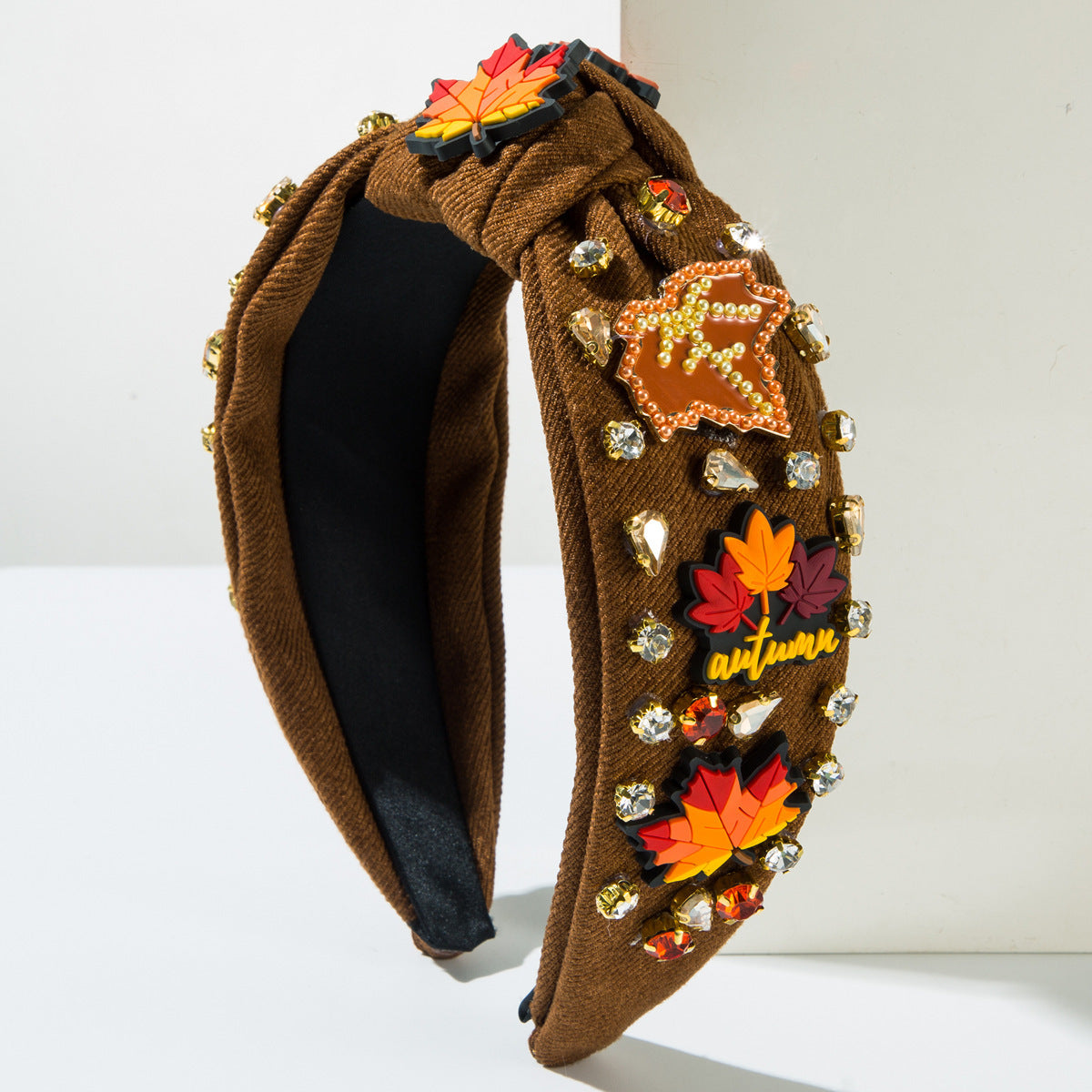 Thanksgiving Fashion Headband Inlaid Rhinestone Alloy Maple Leaf Turkey