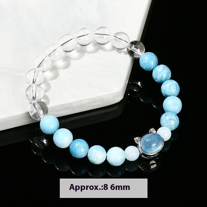 7A Natural White Crystal Sea-pattern Stone Bracelet